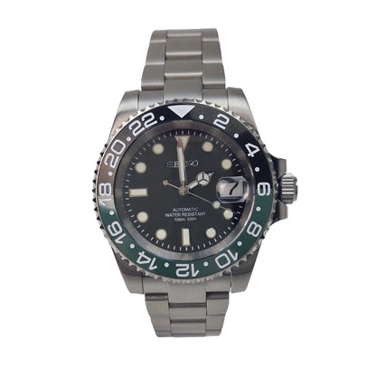 Seiko Mod Sub 40 mm Cadran Noir Lunette Vert/Noir