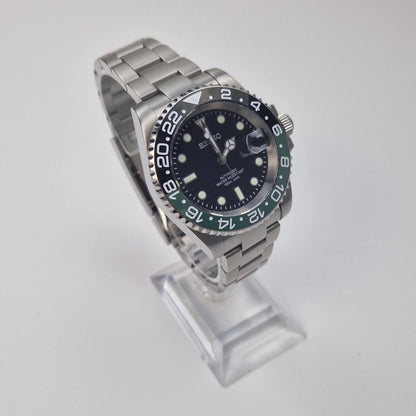 Seiko Mod Sub 40 mm Cadran Noir Lunette Vert/Noir